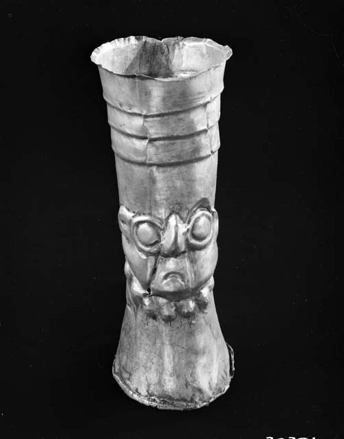 Silver Chalice w/mask of man as decoration