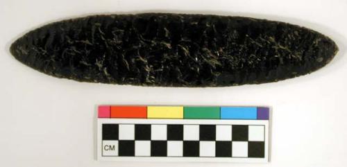 Chipped implement; chipped from black obsidian