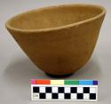 Ceramic bowl, conical, plain, micaceous clay.