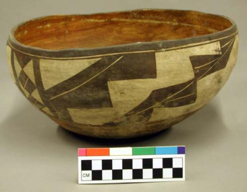 Polychrome pottery large bowl - black, red, yellow