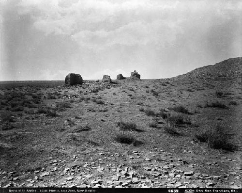Ruins of an ancient Indian pueblo near Zuni, New Mexico.