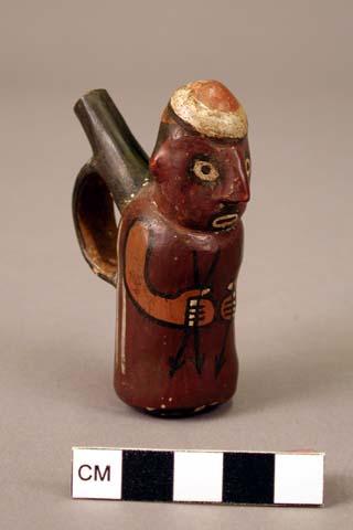 Miniature polychrome pottery effigy jar figurine