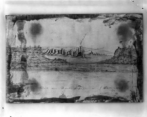 Pencil drawing, "View Near Fort Defiance"