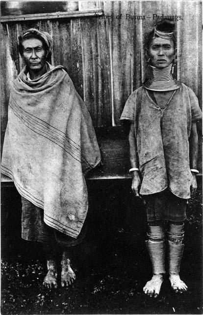 Padaung man and woman in traditional dress