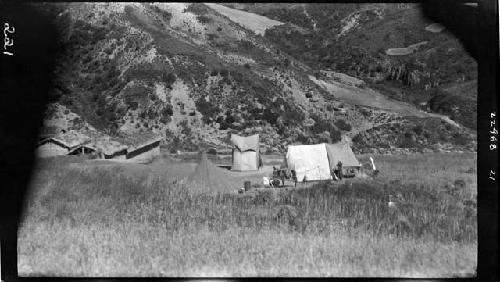 Tents set up in field