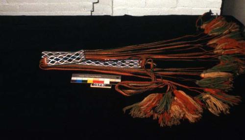 Beaded belt with 3 wool tassels. Tassels made of commercial wool yarn.