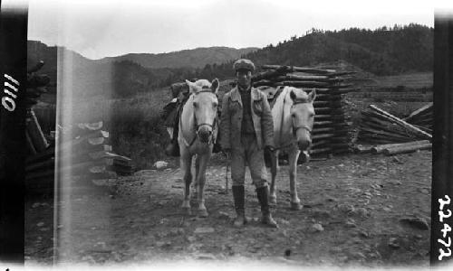 Man stands with horses