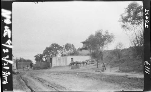 Road and buildings