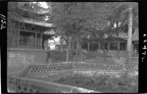 Landscaped area outside buildings