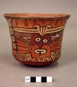 Bowl painted in polychrome with "Anthropomorphic Mythical Being" with swallow