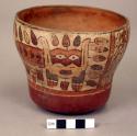 Bowl painted in polychrome with two mythical spotted cats or pampas cats