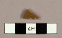 Earthenware sherd with lead glaze on interior and exterior, possibly lusterware