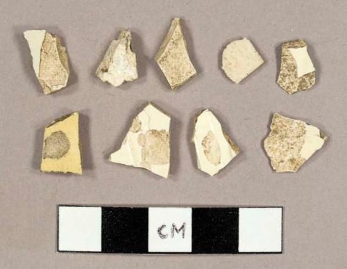 Miscellaneous earthenware sherds, including creamware and yellowware sherds