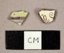 Miscellaneous earthenware sherds, including transfer printed creamware and tin glazed earthenware with manganese and yellow polychrome decoration