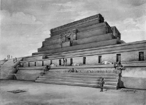 Drawing: The Reviewing Stand, Copan, Honduras