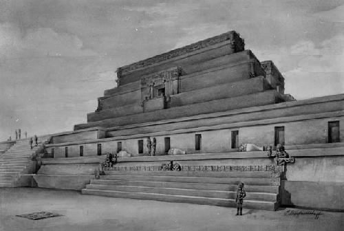 Drawing: The Reviewing Stand, Copan, Honduras