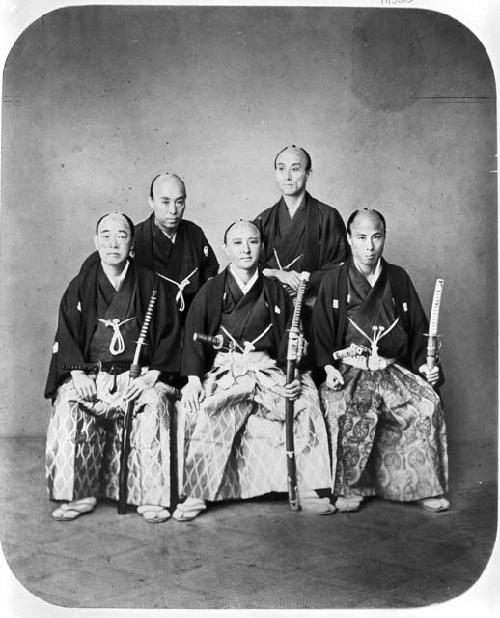 Group of Japanese men in traditional dress