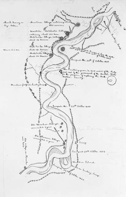 Map of Mandan Winter Area, Lewis and Clark