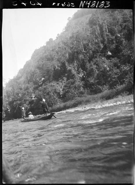 Landscape and boat, viewed from river