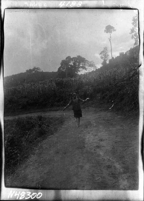 Person walking on road