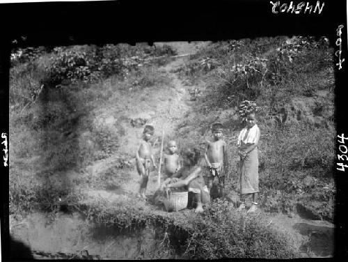 Children standing on path