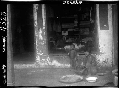 Children outside building