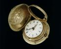 Pocket watch with silver engraved outer and inner cases