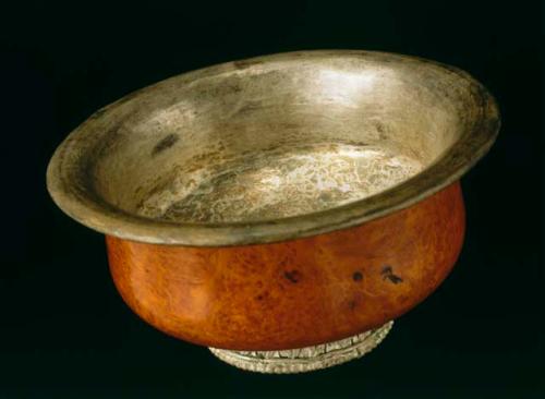 Silver lined wood cup