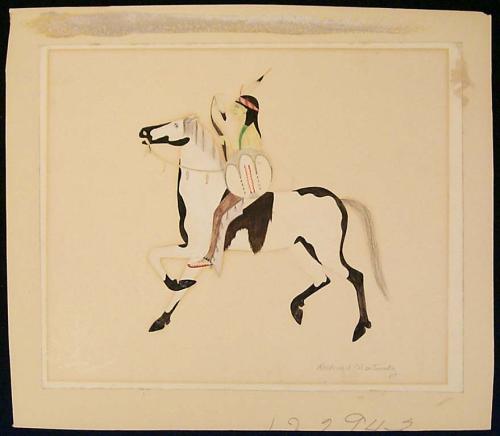 Watercolor: warrior on horseback