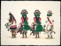 Watercolor of four Hopi kachinas