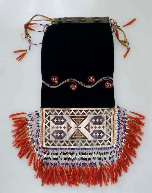 Pouch with bead-loom embroidery