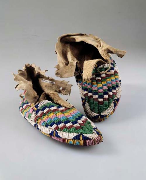 Fully beaded child's moccasins.