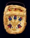 Buckskin pouch with fur trim embroidered with floral design
