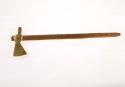 Cast brass tomahawk pipe with wooden handle