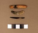 Bone bead, tubular; with 2 unidentified bone objects