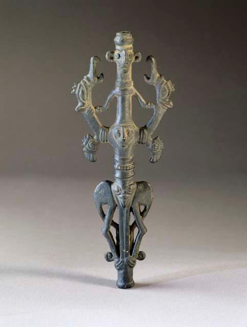 Bronze finial - talisman with bottle-shaped base