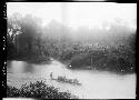 Boat travels on river