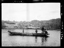 Boat travels on river