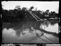 Device with net set up in river