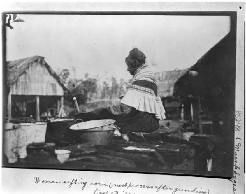 Woman sifting corn/ Original photo by Julian Dimmock