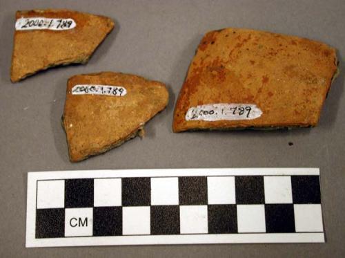 Ceramic body sherds, plain interior, orange exterior