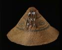 Woven hat with painted design