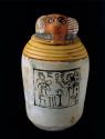 Canopic jar surmounted with lid in form of baboon-headed Hapy