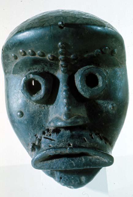 Gbò Glü (Black wooden mask with metal studs)