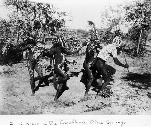 Final Scene in the Corrobboree, Alice Springs. Arimta Tribe, Australia