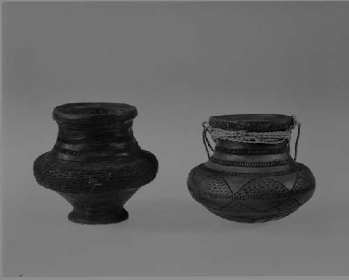 Two jars and detail of bottom.
