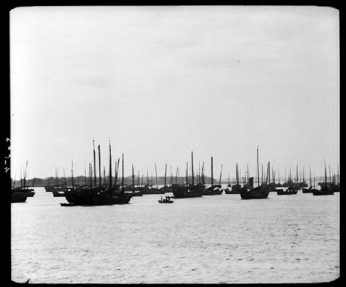 Line of boats in water