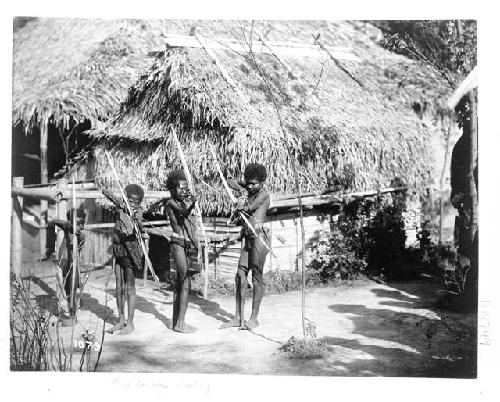 Philippines Negrito boys shooting; taken at the St. Louis Exposition, 1904