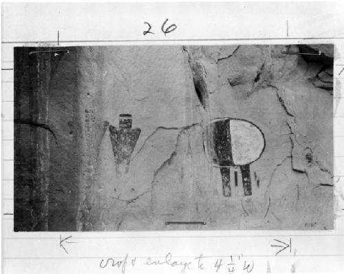 Plate 26. Painted anthropomorphs and shield; Fish Creek Cove, Morss Site II, near Grover.