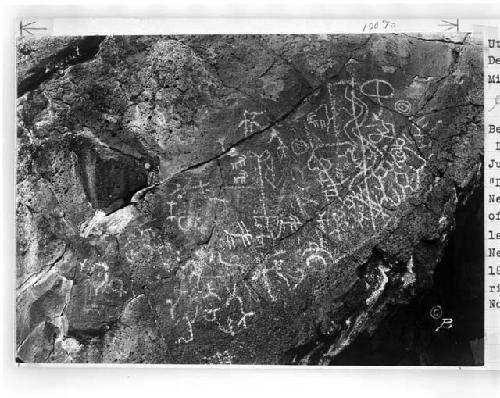Plate 49; Petroglyphs; Great Basin Curvilinear Style. Deseret.